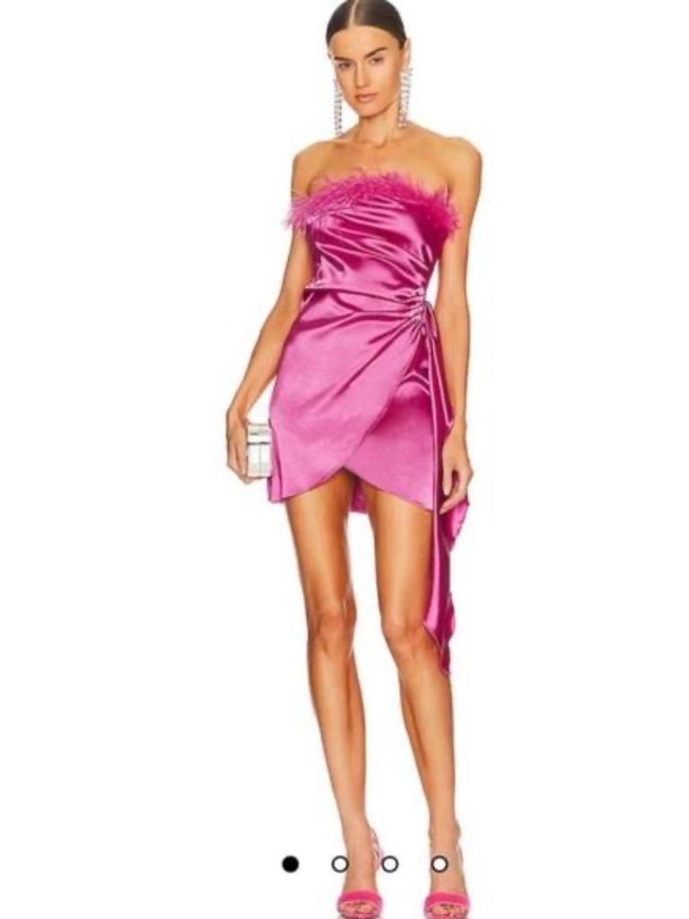 More To Come Cierra Strapless Wrap Dress Xs Hot Pink